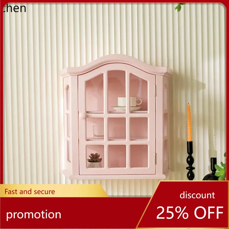 ZML Solid Wood Storage Wall Cabinet Living Room Decoration Storage Cabinet Arched Glass Door Display Cabinet