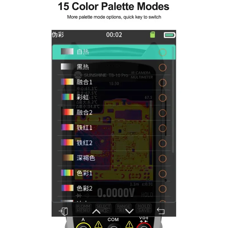 SUNSHINE TB-10 Pro Infrared Thermal Imaging Multimeter 256*192 HD Resolution,Multi-language Settings Repair Tools