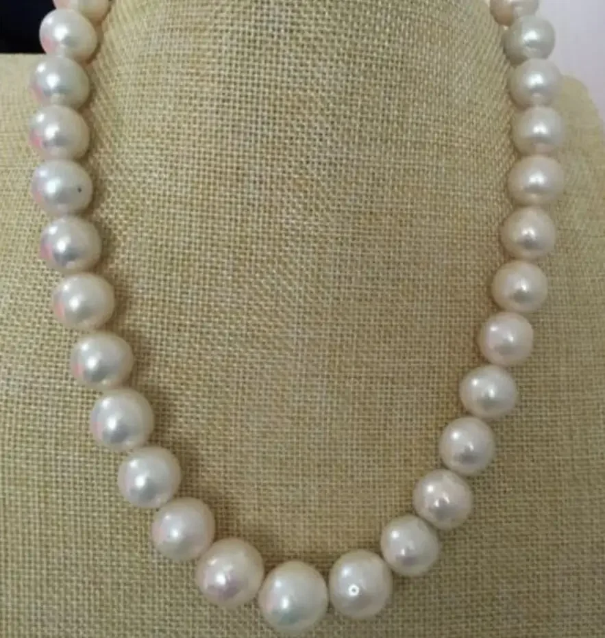 

Fashion jewelry elegan huge 13-14kmm white pearl necklace 18inch 14k