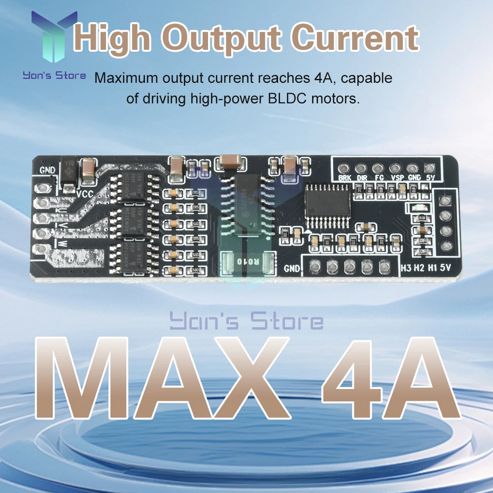 DC 7-40V 4A 24W Max BLDC Small Power Hall Three-phase DC Brushless Motor Drive Board Speed Regulator Driver