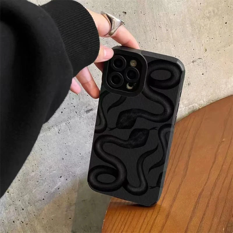 Cute Doodle Funny Pattern Snake Case For iPhone 11 12 13 15 14 Pro Max Mini 7 8 Plus XR X XS MAX Shockproof Soft Silicone Cover