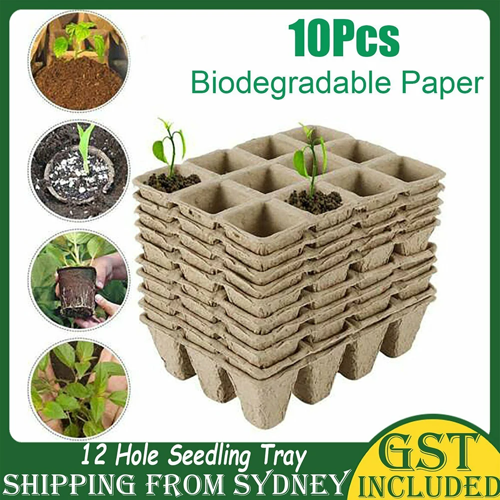 10 Stück 12-Loch Biologisch Abbaubare Anzuchttöpfe, Papiertrays für Garten- und Sämlingszucht, Pflanzentöpfe, Gartenbedarf – Detail 1