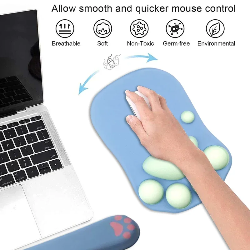 Cute 3D Cat Paw Mouse Pad Soft Silicone Nonslip Mouse Mat For Office & Home Computer & Mac Laptop Gaming Desk Decor Mousepad