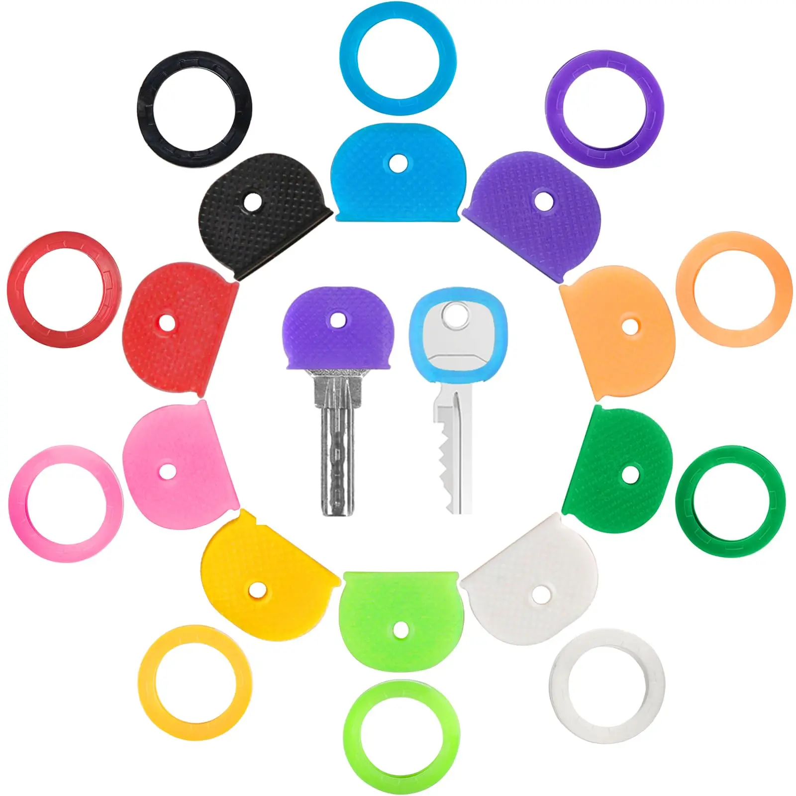Colored Soft Silicone Key Caps Hollow Rubber Key Cover Elastic Key Identifiers Covers Key Protector Silencer Key Topper Markers