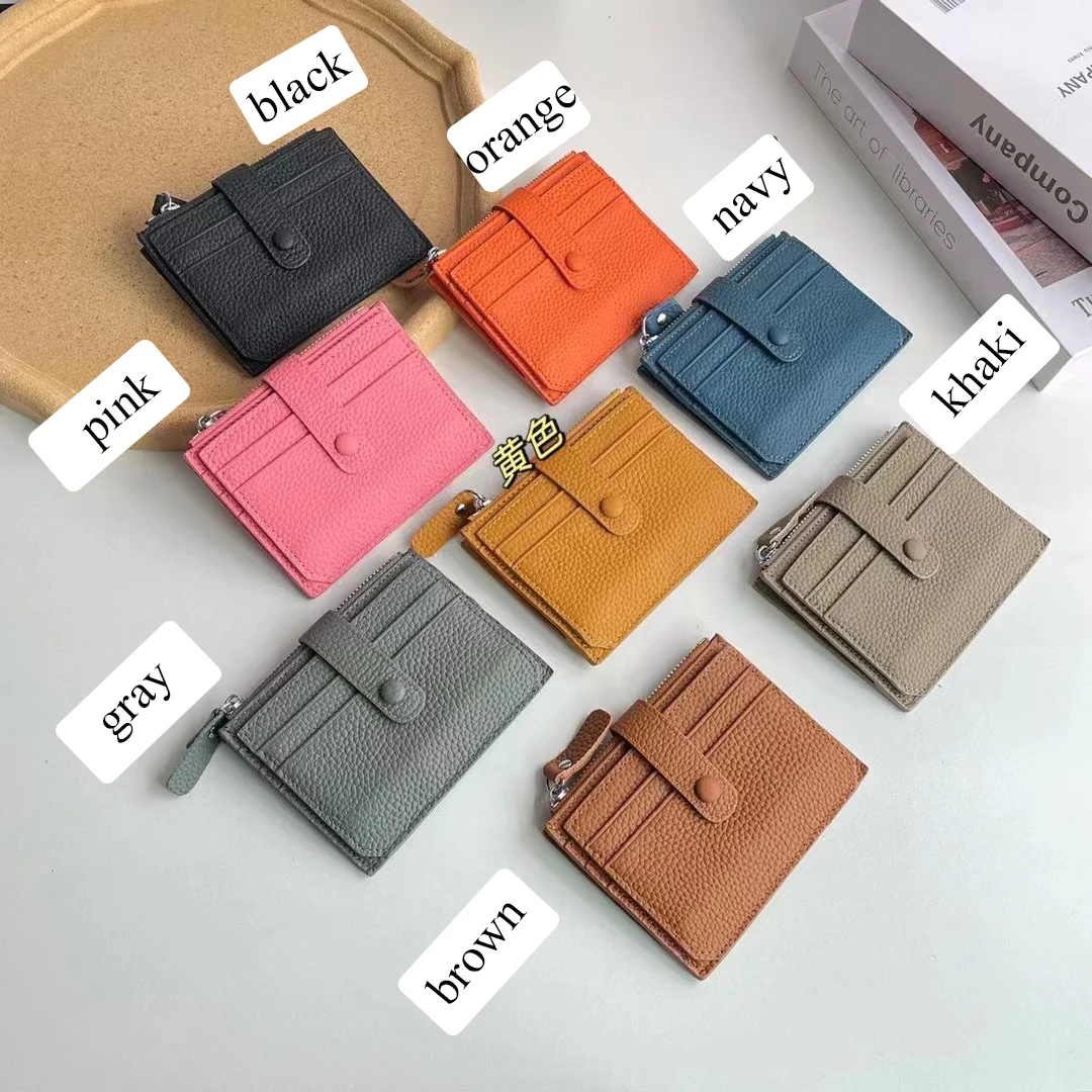 Luxury Genuine Leather Card Holder Custom Name Short Women Coin Purse Wallet Men Personalized Initials New Mini Credit Card Case