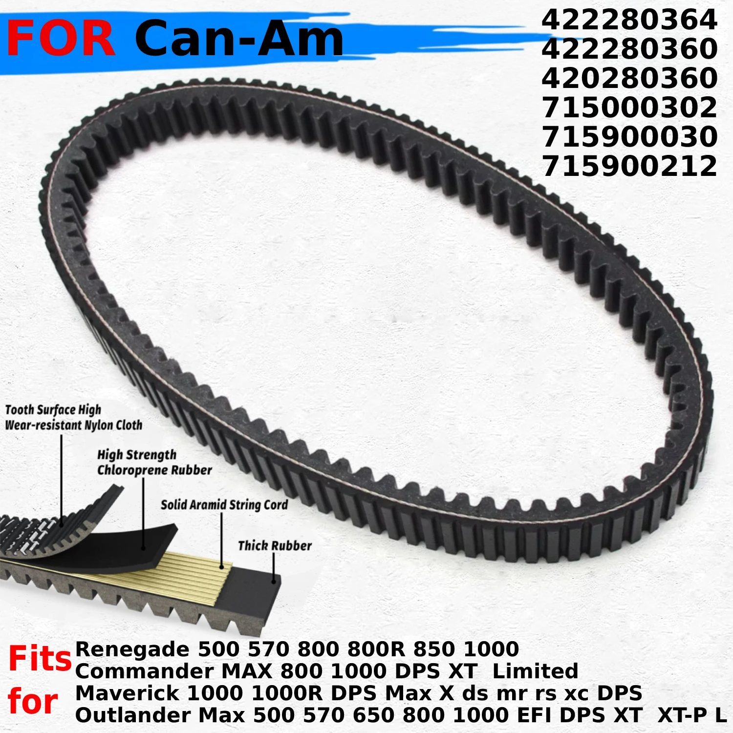 

422280364 Motorcycle Drive Belt For Can-Am Maverick 1000 1000R 2013 2014 2015 2016 2017 2018 DPS Max X ds rs Turbo mr xc Durable