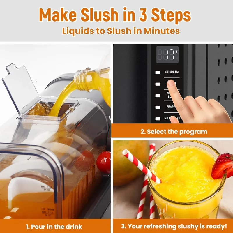 70 oz Slushy Machine for Home with LED Display - One-Touch Rese