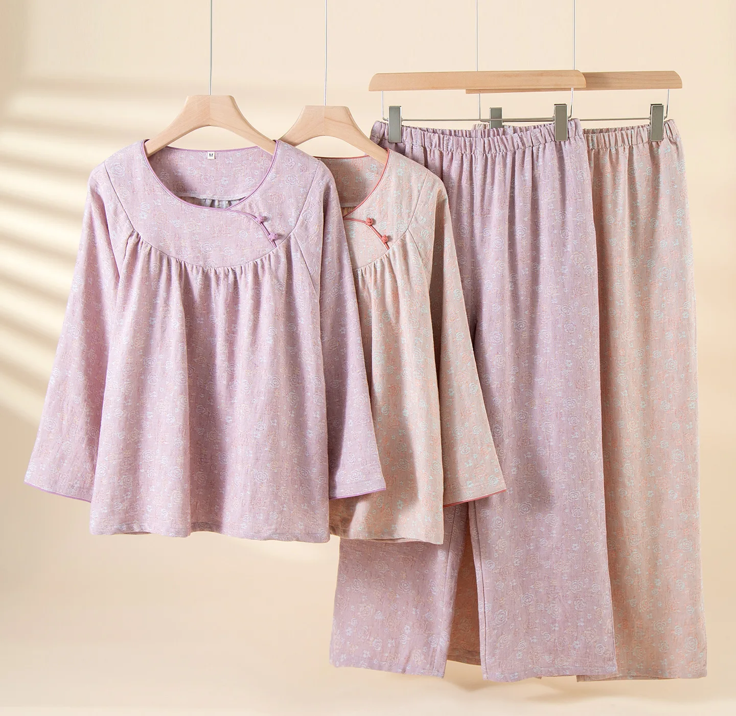 

Осенние пижамные комплекты для женщин, ночная рубашка, новые пижамы из 100% хлопка, домашняя одежда для сна, пижама с длинными рукавами и цветочным принтом