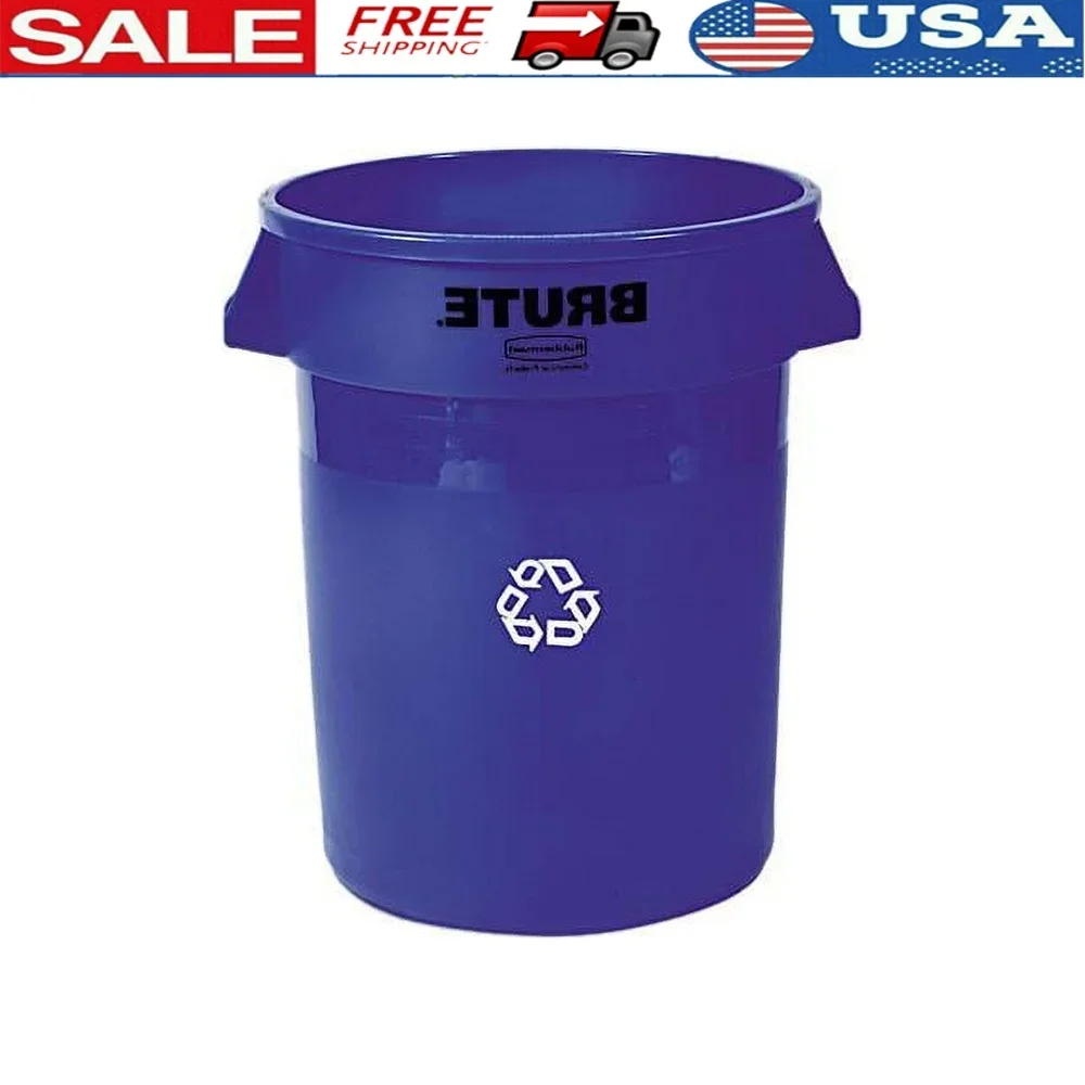 

Durable Heavy Duty Round Recycling Container 32 Gallon Vented Bin with Reinforced Handles Easy Liner Changes Stackable Design