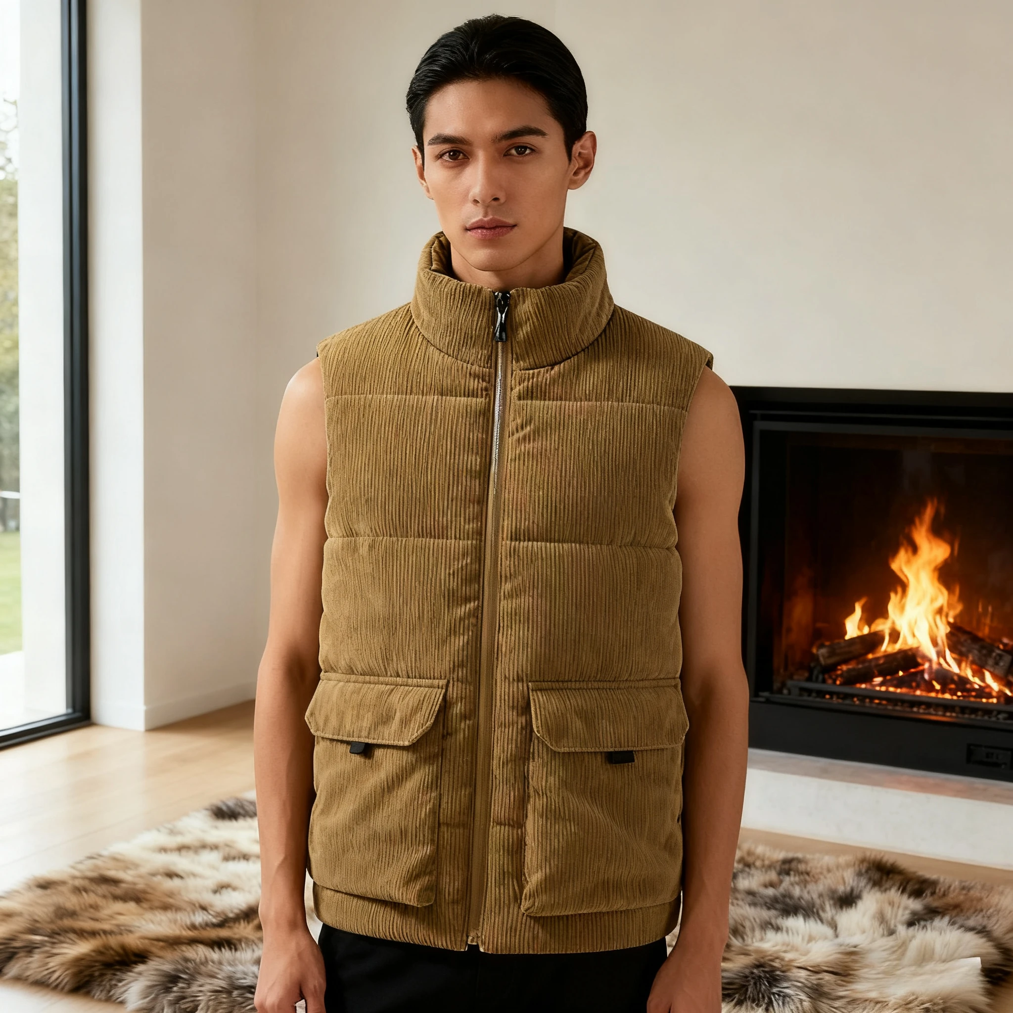 

Thickened Fleece Lined Corduroy Vest Male Cotton-Padded Vests Coats Men's Sleeveless Vest Jackets Warm Waistcoats Plus Size 6XL