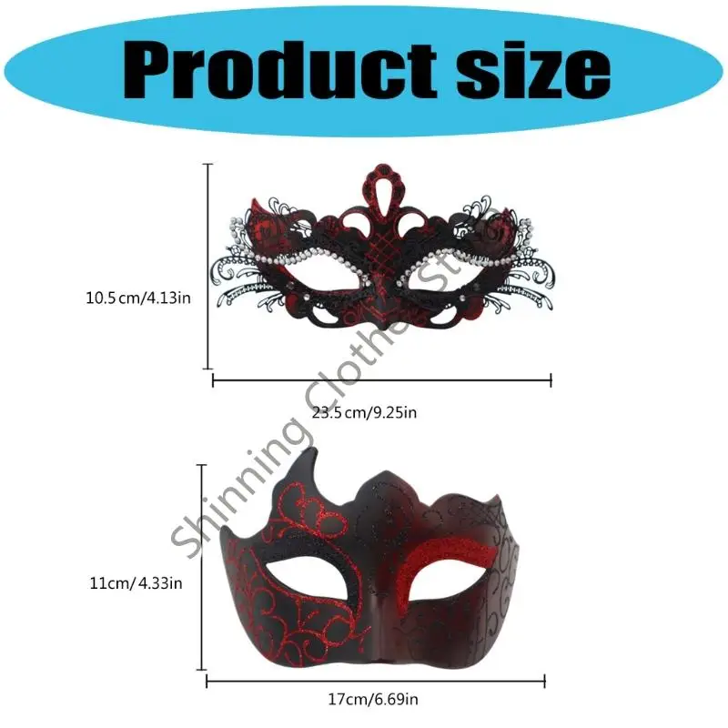 M68A 2 ชิ้นหน้ากากพลาสติกสำหรับคู่รักปาร์ตี้ Venetians Carnival อุปกรณ์เสริม