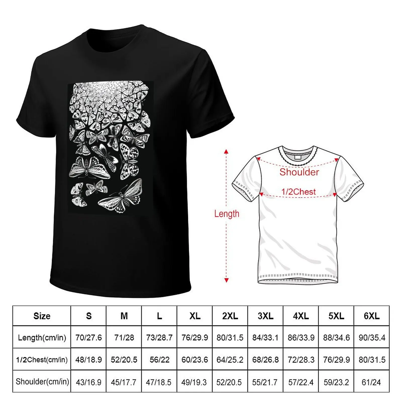 M.C Escher - Butterflies Tessellation T-Shirt Basic Casual Wear Short Sleeve Top