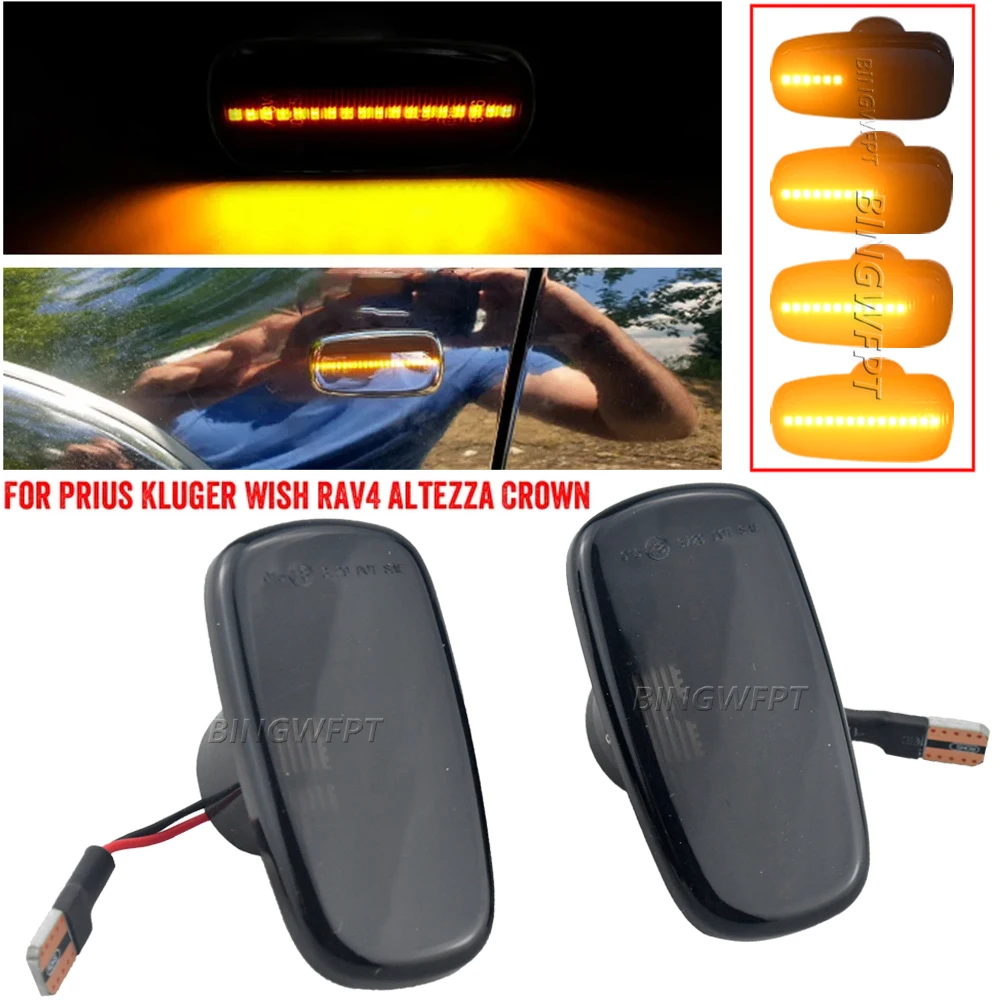 For Toyota Prius Kluger Wish Land Cruiser 200 Prado 120 RAV4 Altezza Lexus IS300 Dynamic Led Side Marker Lights Turn Signal Lamp