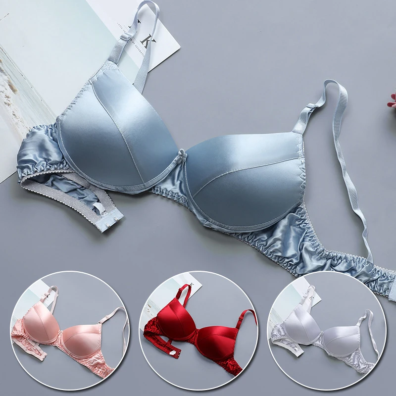 Silk bra 100% double-sided silk seamless underwear Women\'s thin style without steel ring breathable bra