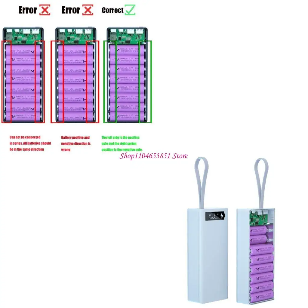 C16 Detachable Quick Charge LCD Display DIY 16x18650 Battery for Case Power Bank for Shell without Battery Powerbank Pro
