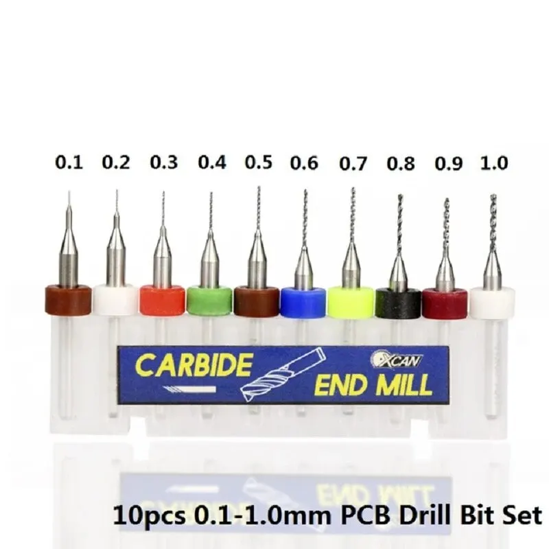 10 Pieces Box 0.1 1.0mm PCB Mini Drill Bit Tungsten Carbide for Printed Circuit Board CNC Drill Bit Machine