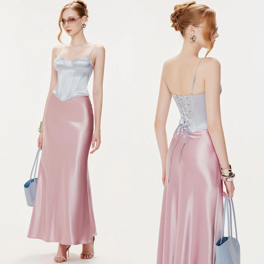 فستان سهرة من الساتان عالي الجودة مخصص أنيق بياقة مربعة فستان حفلة موسيقية كلاسيكي حورية البحر بدون أكمام فساتين مناسبة خاصة