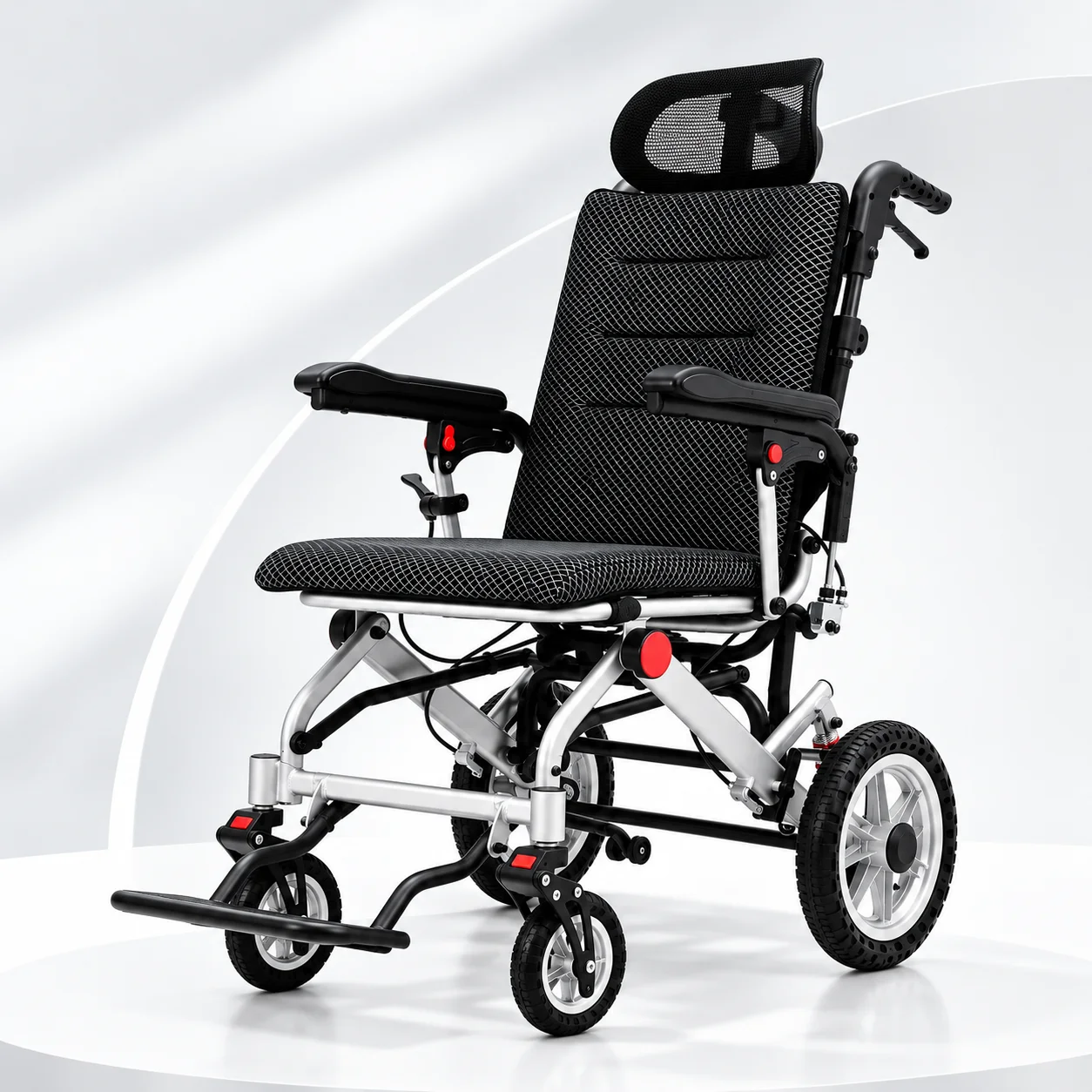 *I%J07L--1 OEM Aluminum Manual Wheelchair CE ISO Multifunctional Lightweight Travel Flip-Up Armrest Detachable Footrest