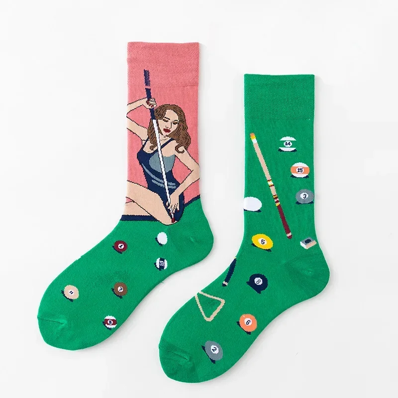 1 Pairs Fashion Casual Harajuku Women and Men Funny Socks Fruit Food Beer Stripe Grid Dress Cotton Socks Men