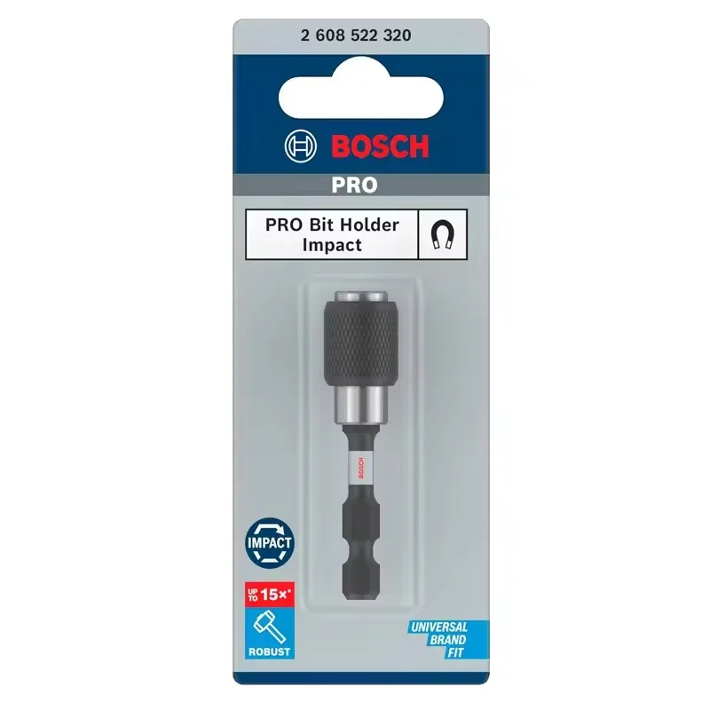 BOSCH 2608522320 PRO Portapunte a impatto a sgancio rapido 60 mm 1/4 pollici professionale con codolo esagonale Pick Click Accessorio per elettroutensili