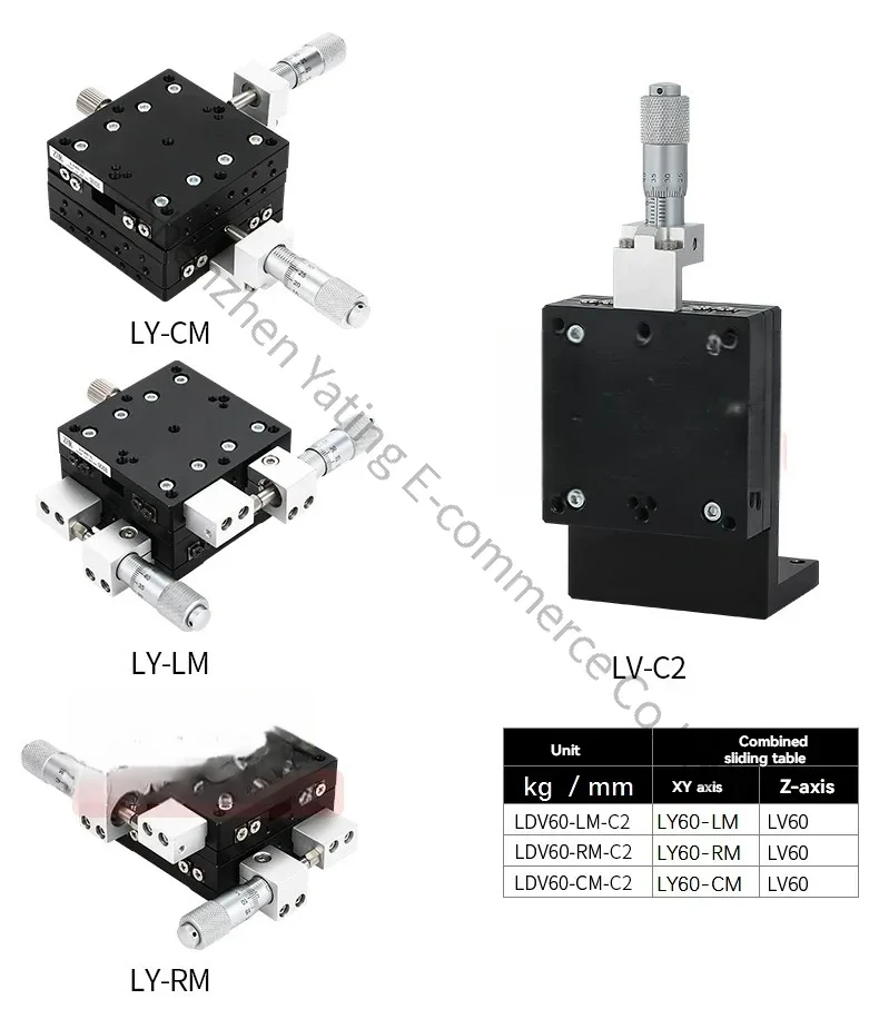 LDV90-LM-C2 XYZ Three-axis Vertical Lifting Table Shaft Motion Platform Precision Displacement Fine-tuning Table Moving Table