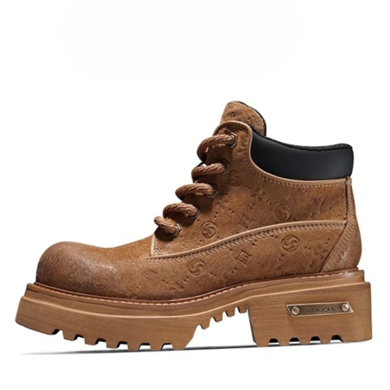 

Outdoor Classic Workwear Boots Shoes for Men's Fashionable Versatile Leather Anti Slip Thick Sole Height Increasing Boots Male