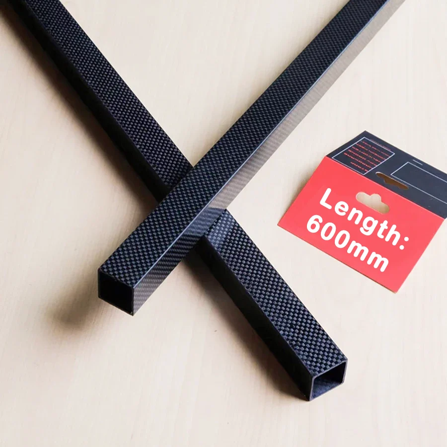 1Pcs Rectangle 3K Full Carbon Fiber Square Tube High Strength Length 600mm OD 15mm 20mm 22mm 25mm 30mm Glossy Surface