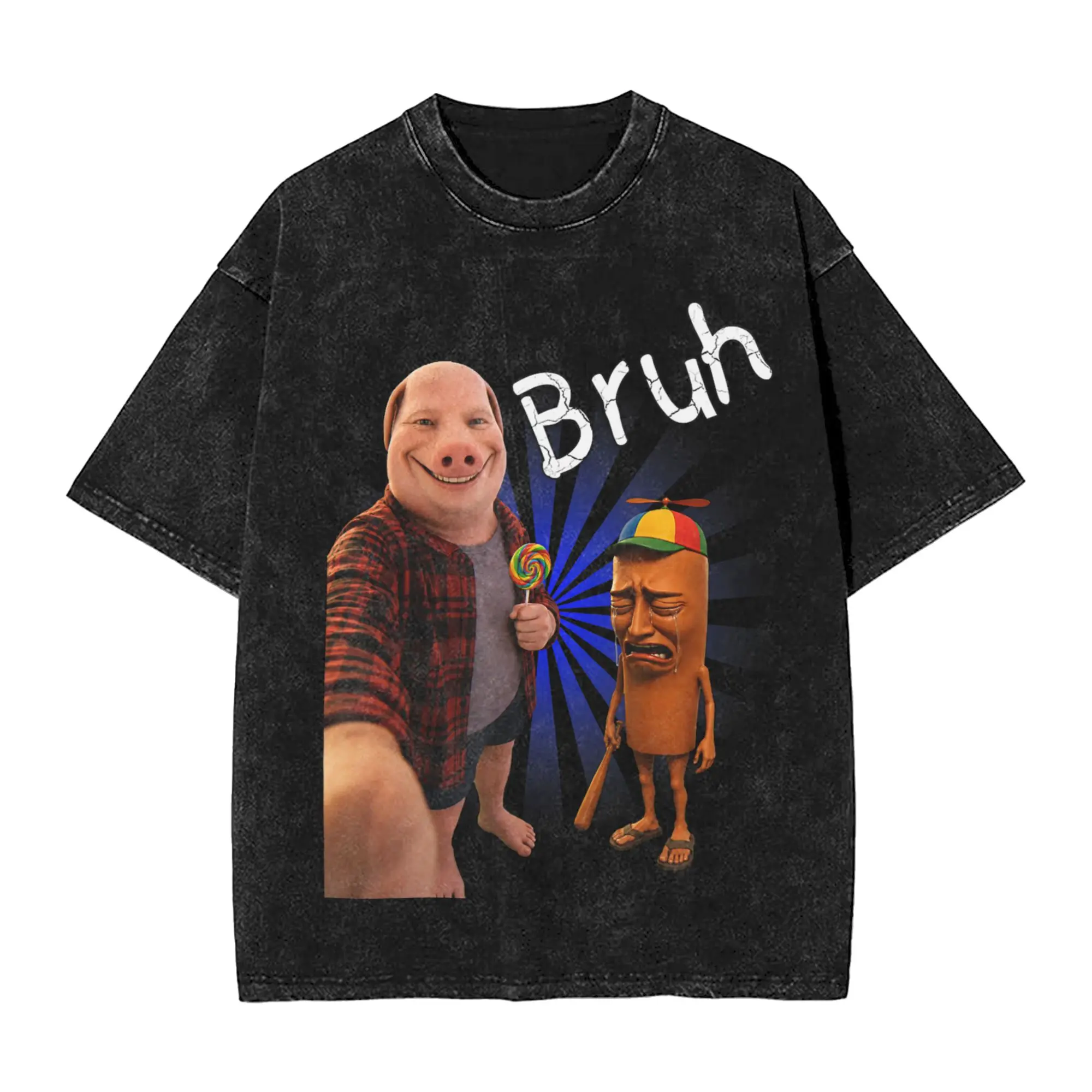 Funny Bruh John Pork Lil Tung Tung Sahur T-Shirts for Men Awesome Cotton Tee Shirt O Neck Short Sleeve T Shirts Summer Clothes