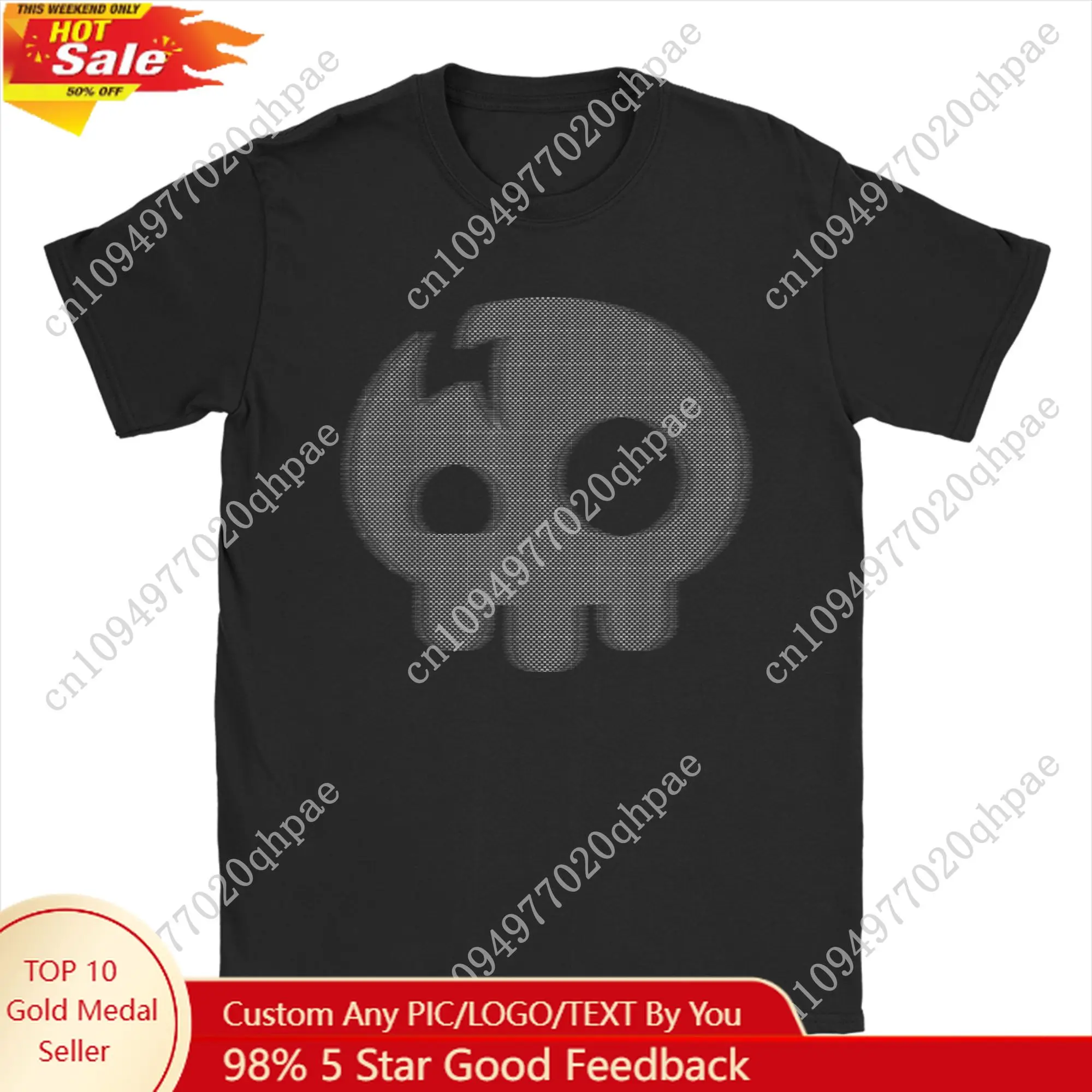 

Men's T-Shirts The Living Tombstone Motion Skull Humorous Cotton Tee Short Sleeve Singer T Shirt Round Neck merchandise Unique