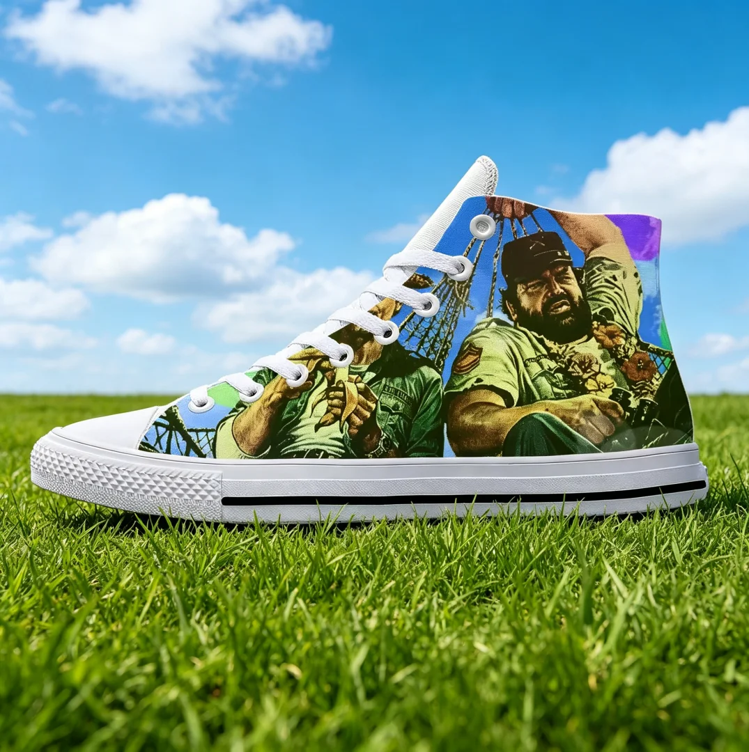

Bud Spencer Classic High Top Canvas Shoes For men and women Vintage Black And White Sneakers Durable Lace Up Casual Shoes Unisex