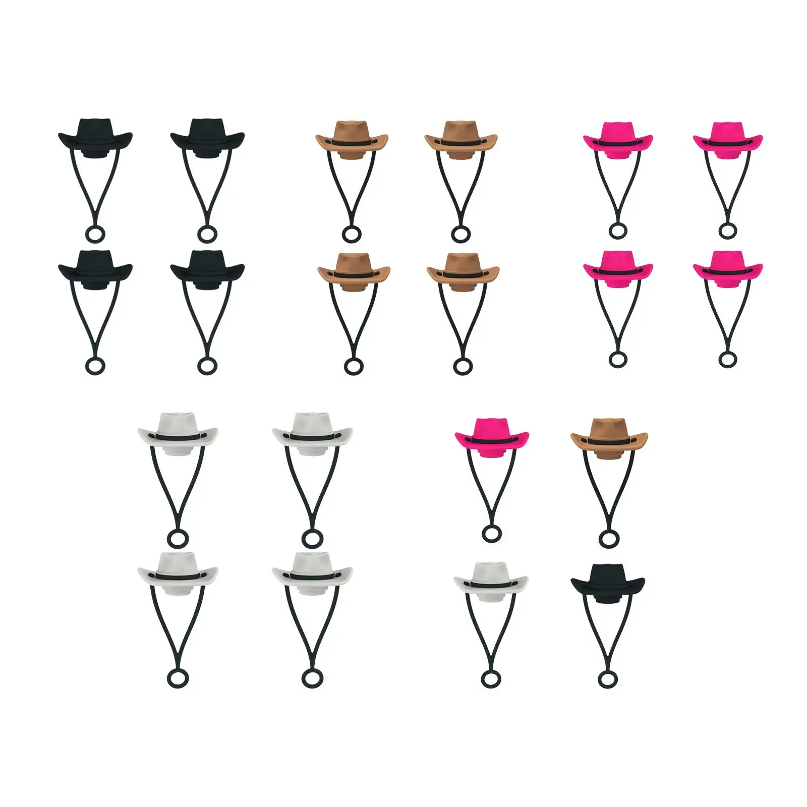4x Straw Tips Cover Splashproof for 6 to 10mm Straws Decorations Cute Cowboy Hat Straw Cover for Gifts Party Favors Kids Adults