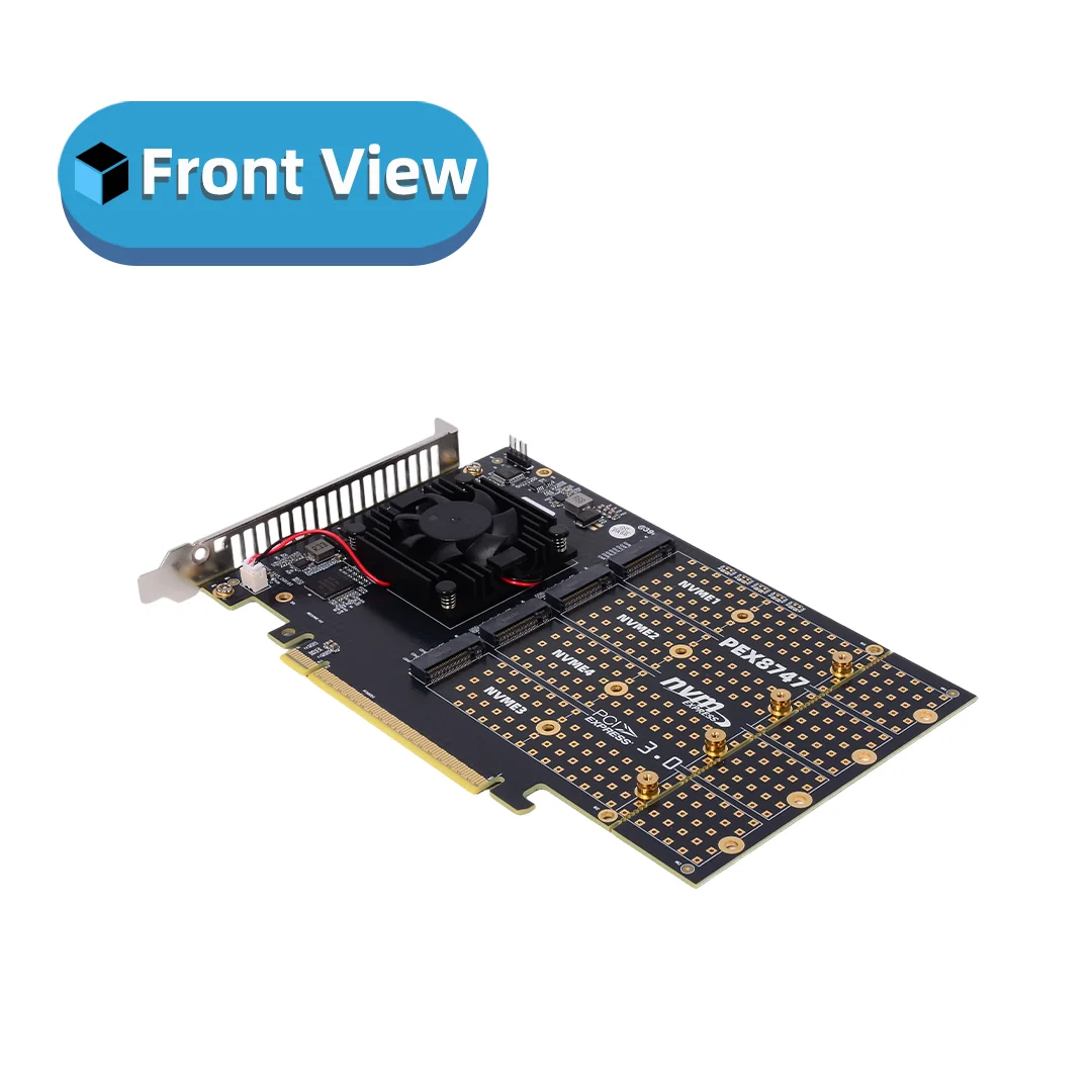 Split-Free Plx8747 Integrated PCIe 3.0 Expansion Card Module Four-Disc 4x NVME M.2 PLX8747 Half- Full-Height PCIE Expansion Card