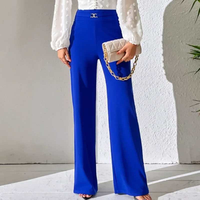 

Office-lady High Waist Wide Leg Pants Summer Casual Loose Pants Fashion Women Trousers Slim Solid Pantalon Femme Pants 25915