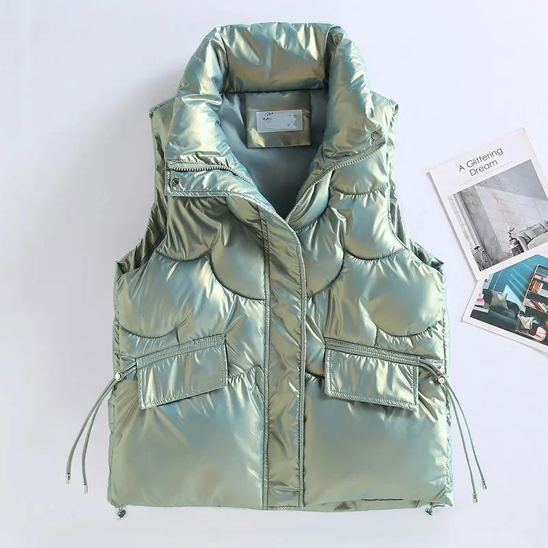 2023 New Women Winter Vests Cotton Padded Sleeveless Coat Female Waterproof Waistcoat Student Short Vest Jacket Chaleco Mujer