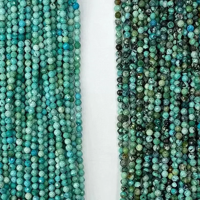Natural Green Hubei Turquoise Faceted Round Loose Beads 38cm Genuine Beads Women DIY Jewelry Bracelet Necklace Fashion Gifts