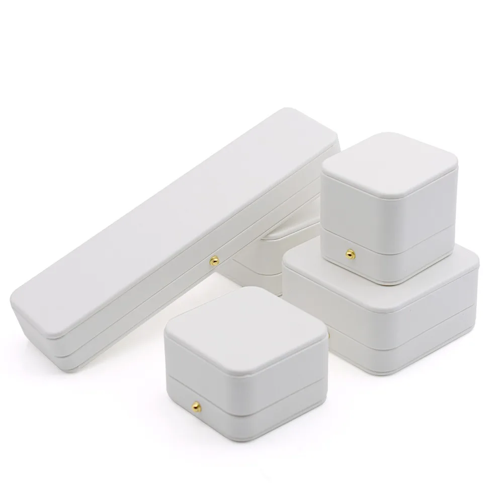 

Delicate PU Leather Jewelry Gift Box White Flannel Lining Jewelry Packaging Box Multiple Specifications Ring Case Wedding