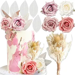 LaVenty Boho Rose Cake Topper Cake Flowers Decorations Floral Cake Topper Flower Cake Topper for Wedding Baby Shower Birthday