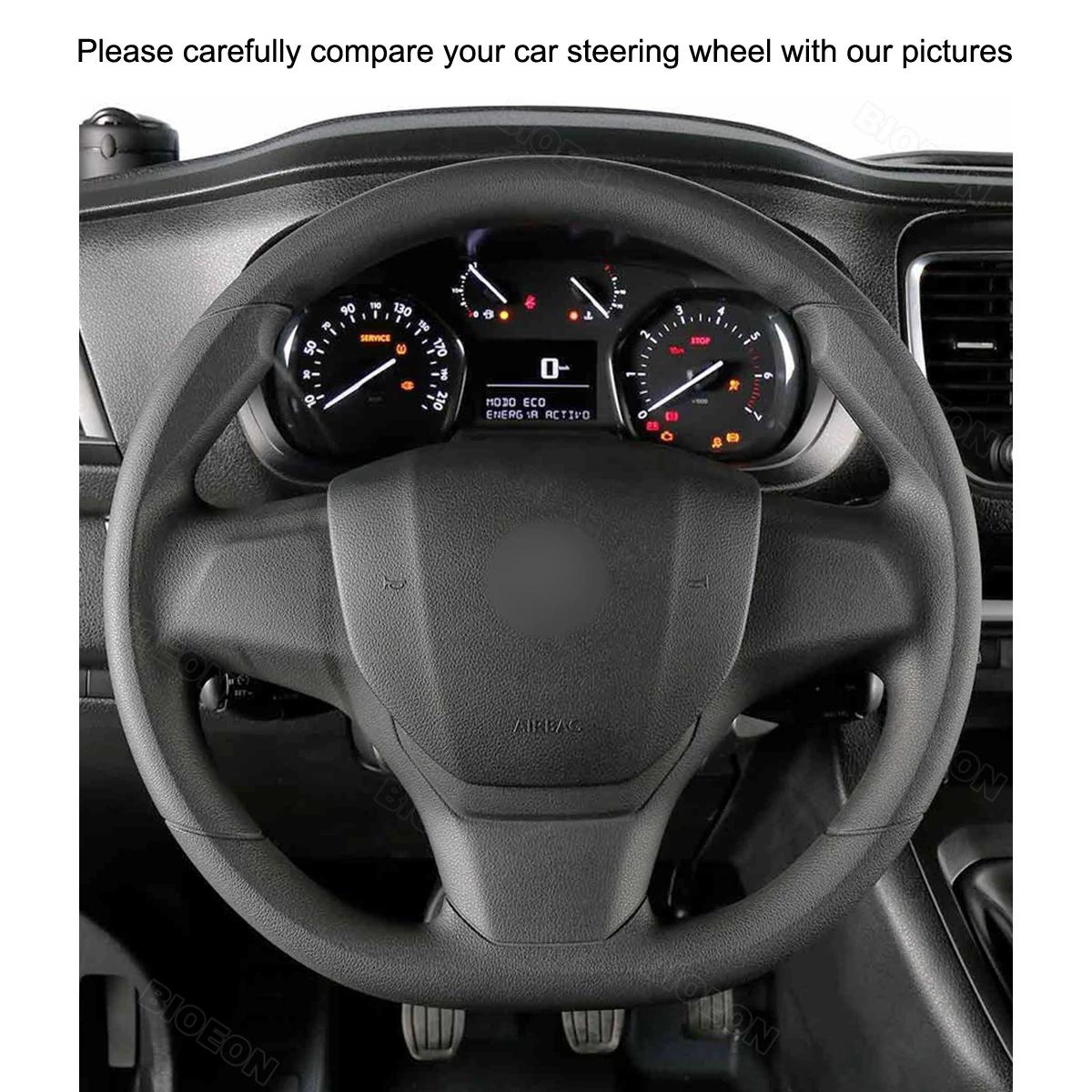 Black Artificial Leather Steering Wheel Cover for Citroen Jumpy Peugeot Expert Traveller Spacetourer Fiat Scudo Accessoires