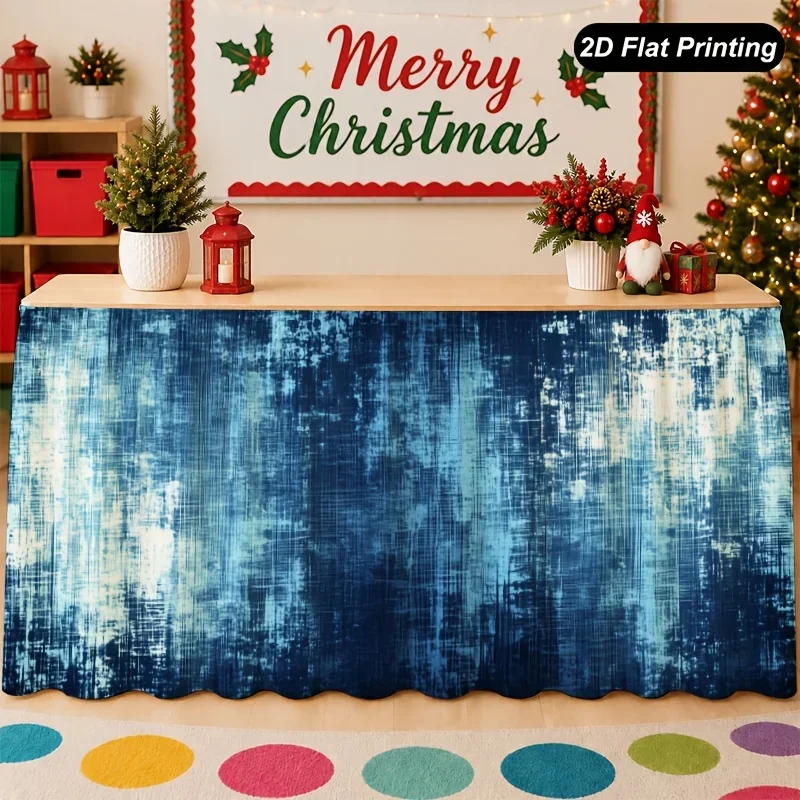 One piece, Halloween, Christmas party table skirt, Grunge texture, vintage faded blue design