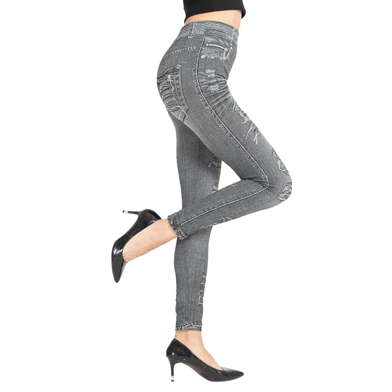 Fashion Women Basic Casual Slim Stretch Imitation Denim Jeans Leggings Pencil Pants Thin Skinny Jeggings Korean Womens Clothing