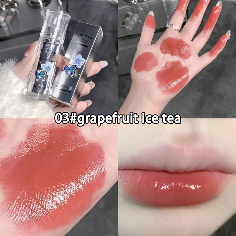 3PCS Water Gloss Lip Glaze Clear Light Hydrating Lip Glossy Moisturizing Lip Balm Lip Oil Waterproof Liquid Lipstick Clear Tint