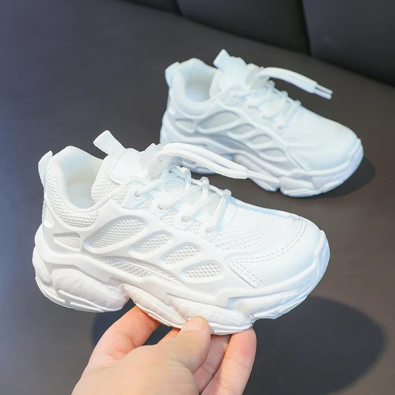 Children Summer White Shoes Boys Spring New Kids Mesh Breathable Primary School Girls Soft Sport Shoes Sneakers XZ279