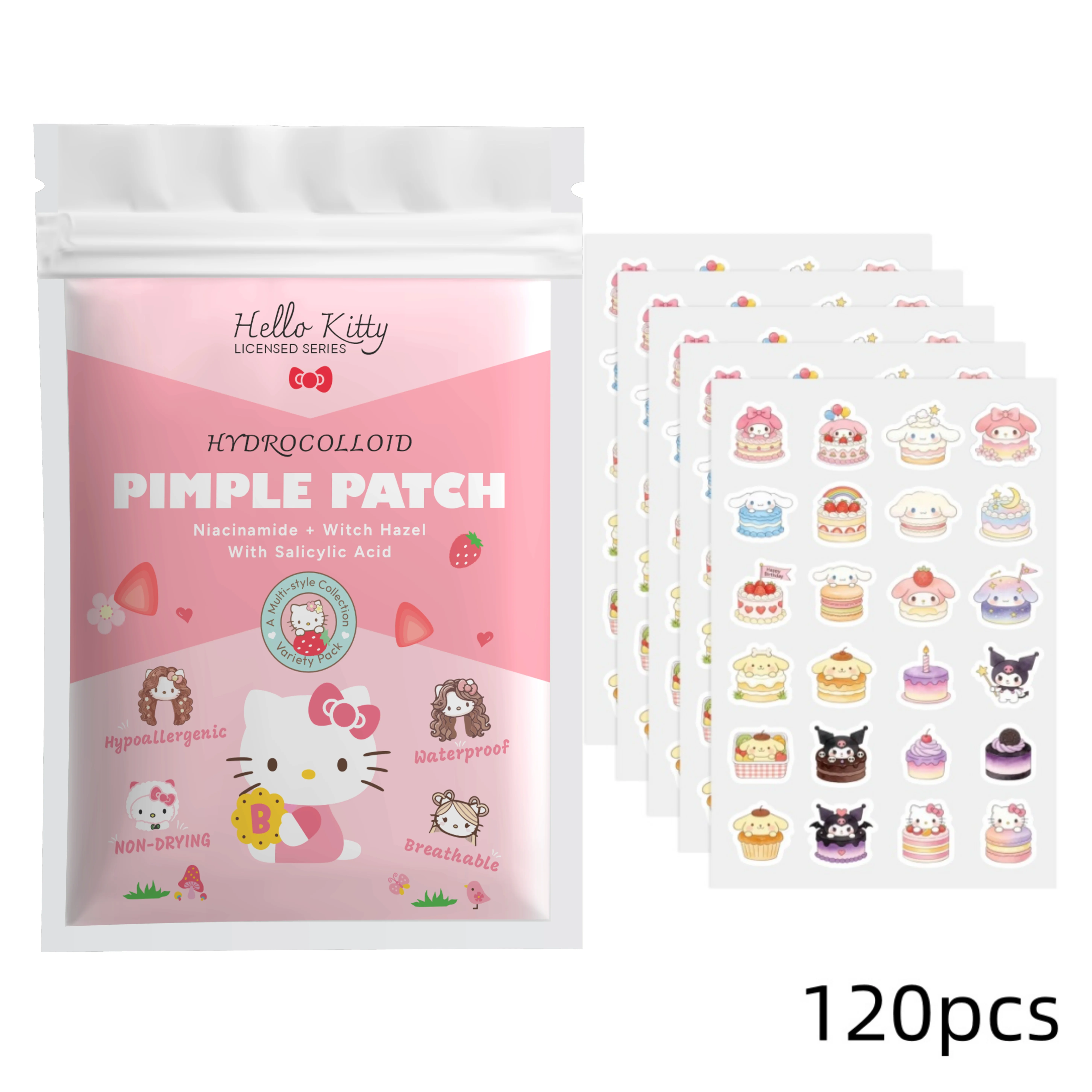 Sanrio x HelloKitty 120/48pcs Super cute pimple stickers, Super cute concealing pimple stickers, suitabl