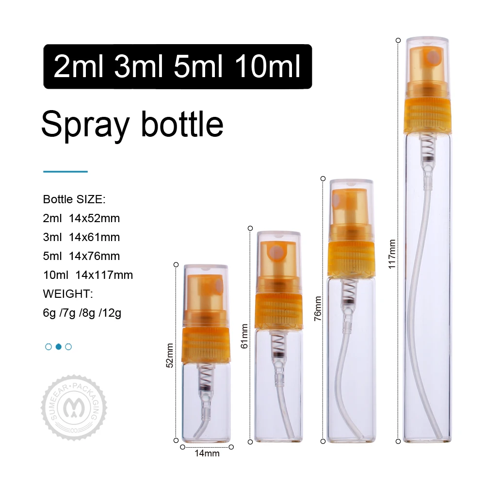 5 Pcs 2/3/5/10ml Refillable Spray Bottle Perfume Bottle Portable Glass Atomizer Container Women Perfume Pump Travel Bottle