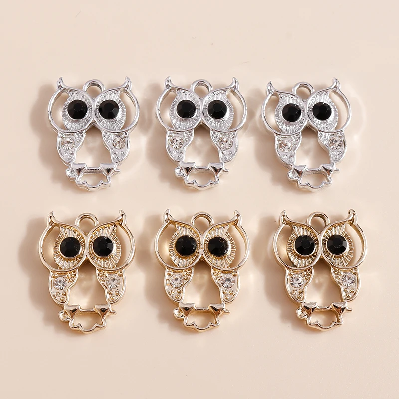 

20pcs 17x22mm Cartoon Animal Charms Crystal Metal Owl Charms Pendants for Jewelry Making Earrings Necklaces DIY Crafts Supplies