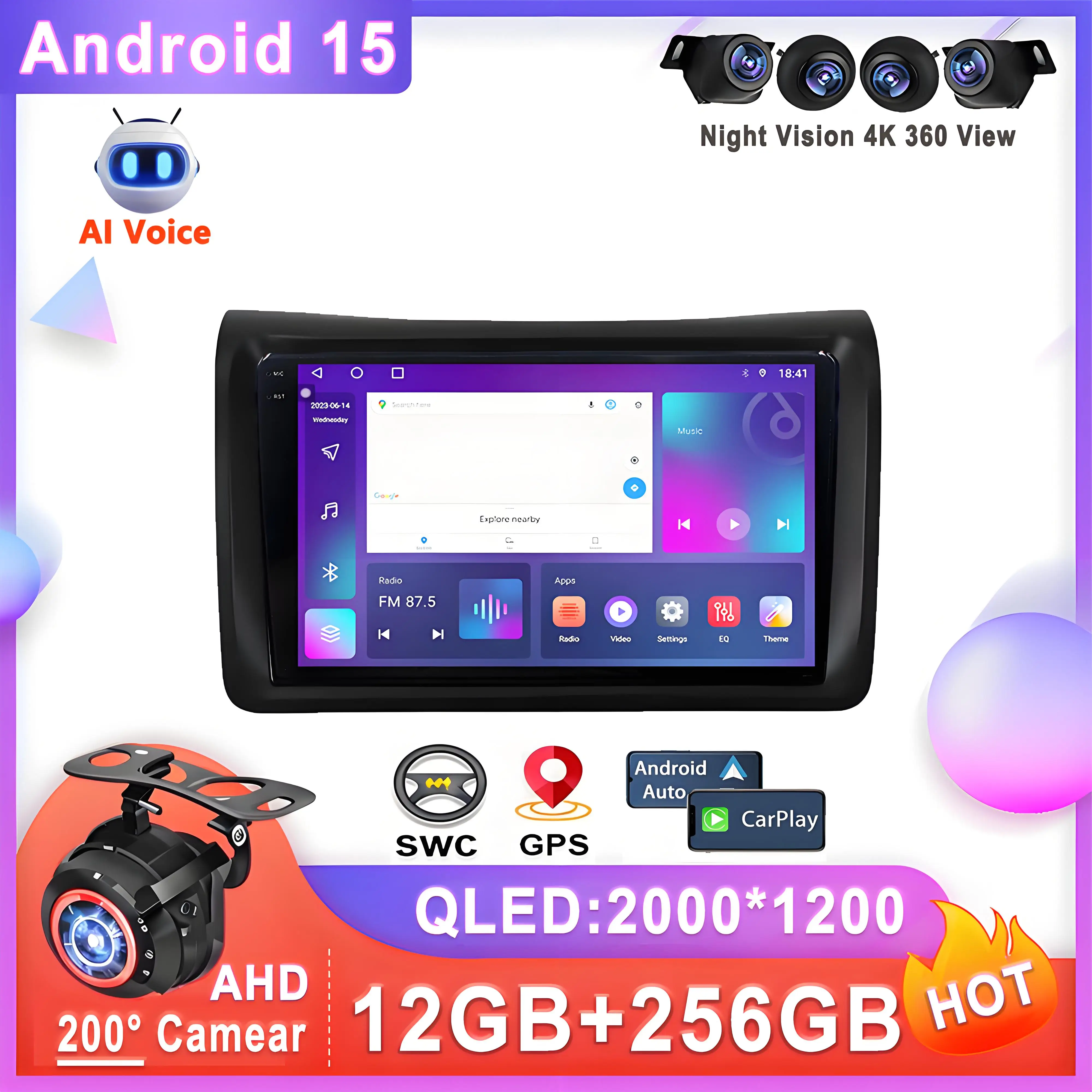 

Car Radio Android 15 For Nissan NV350 Caravan 2012 - 2023 Multimedia Player Navigation Car GPS Multimedia Navigation Video DVD