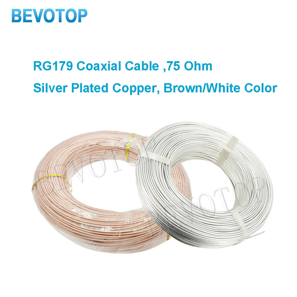 BEVOTOP RG179 Coaxial Cable Connector Wires 75 Ohm SDI Cable RG-179 Pigtail Cable Low Loss High Quality 1M~500M