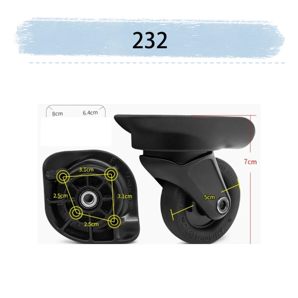 For Samsonite 232 Universal Wheel Replacement Suitcase Rotating Smooth Silent Shock Absorbing Wheel Accessories Wheels Casters
