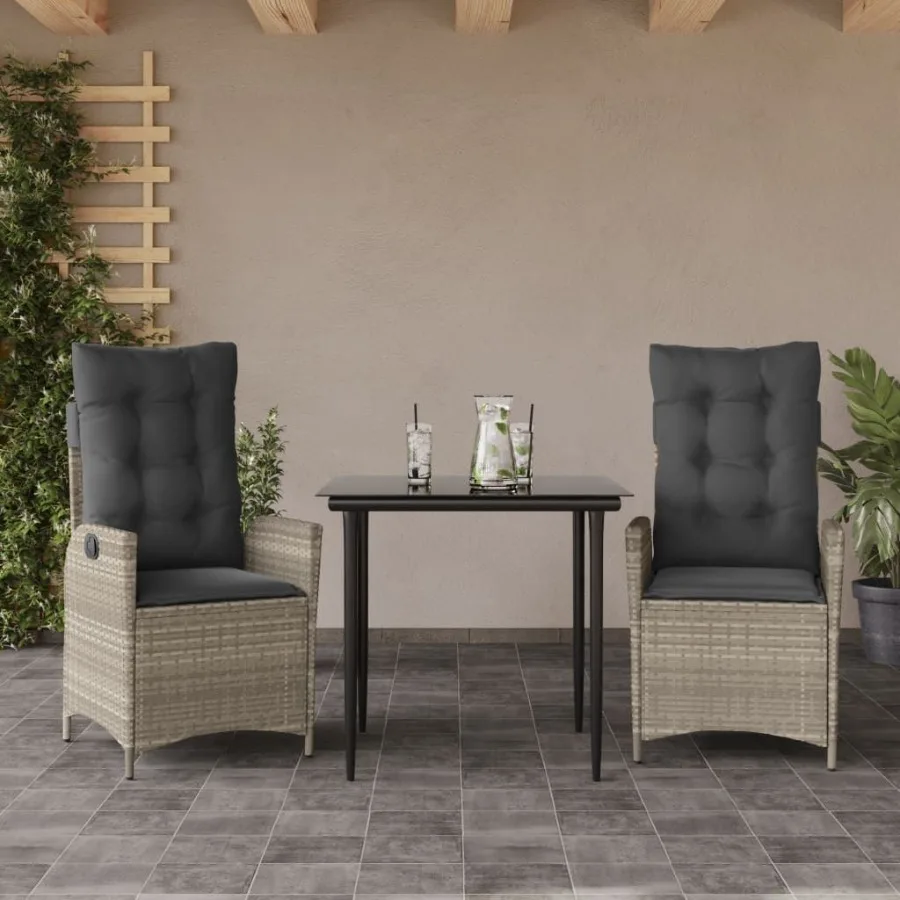 

Garden Dining Set Light Grey Poly Rattan