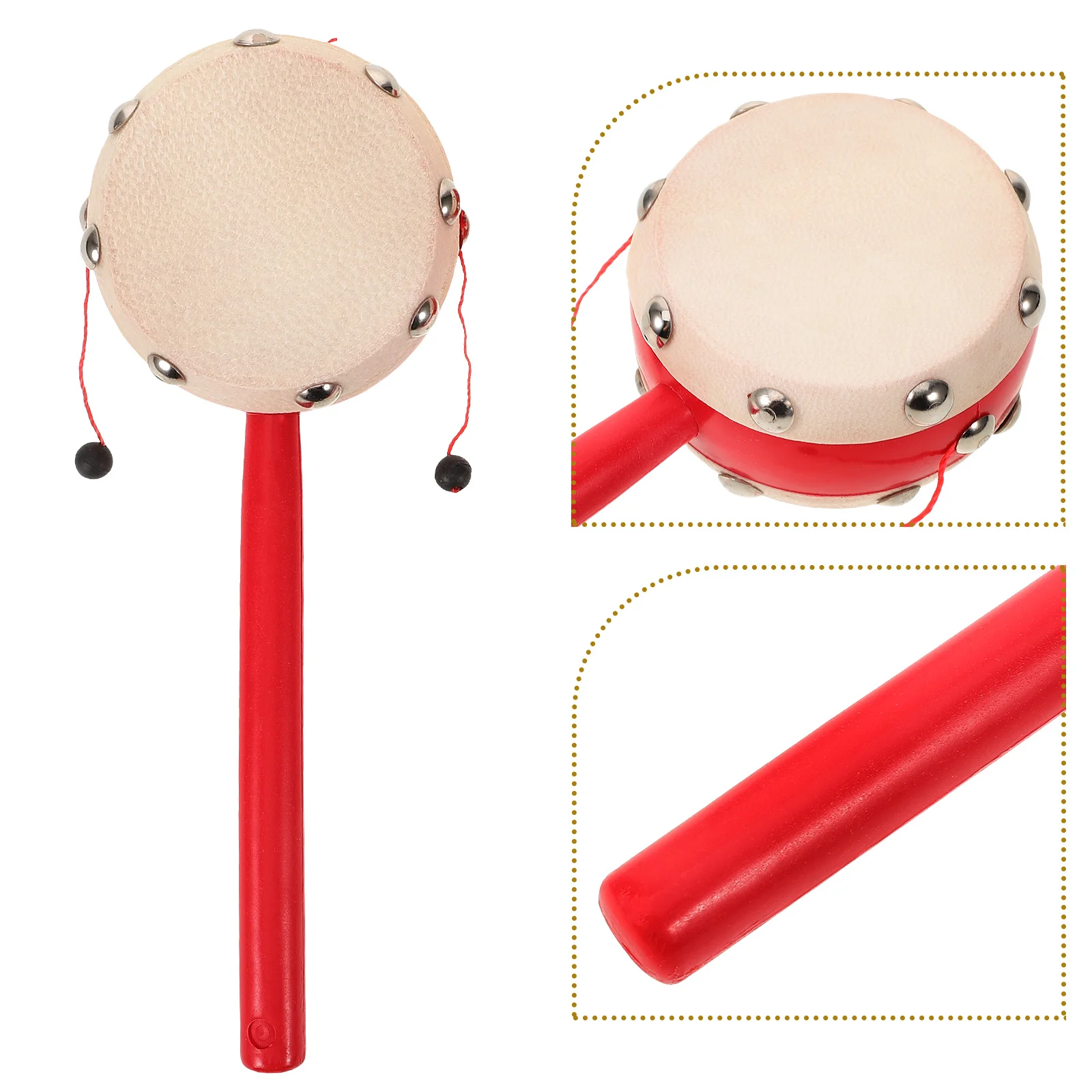 2 pçs brinquedos chocalho tambor instrumento musical tradicional chinês bebê agitação de madeira para